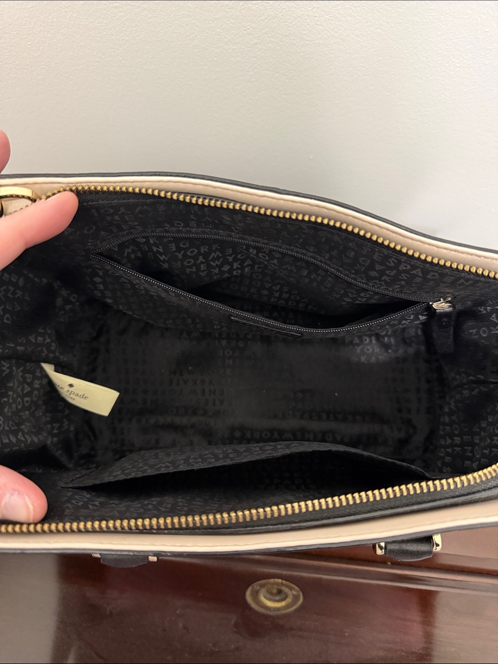 kate spade Black Satchel with Cream Trim and Gold Hardware - Picture 7 of 7